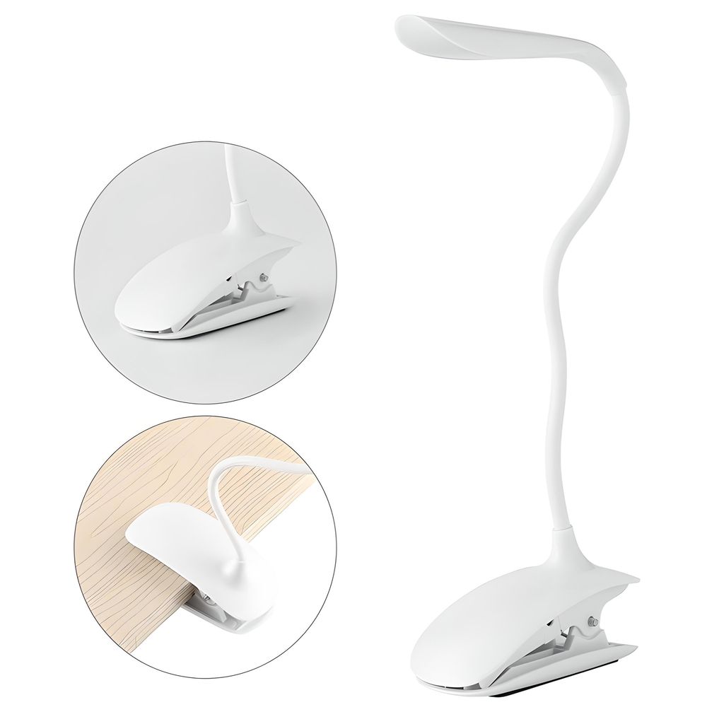 LED Leselampe mit Klemmhalterung – flexiblen Schwanenhals, dimmbar, USB-wiederaufladbar, Augenschutz, Tischlampe ideal zum Lesen & Arbeiten 3W Retoo