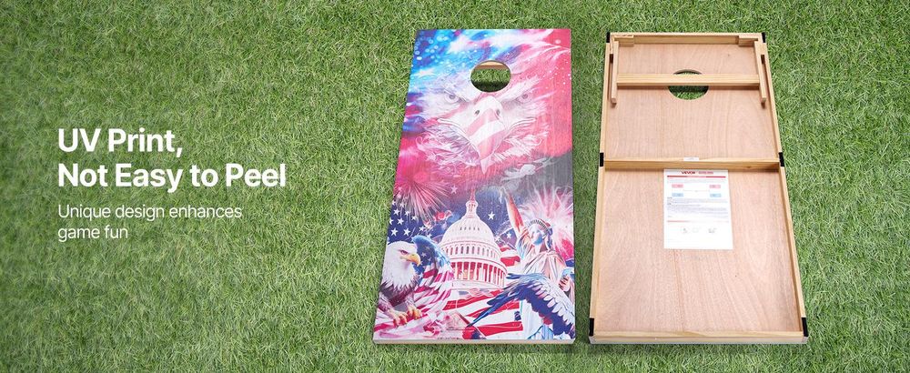 VEVOR Cornhole Spiel Set (1255 x 600 x 302 mm) Cornhole-Spielbretter, tragbares Wurfbrett aus Massivholz, Cornhole-Spiel für Erwachsene, inkl. 8 Sitzsäcken & Tragetasche, für Garten Hinterhof