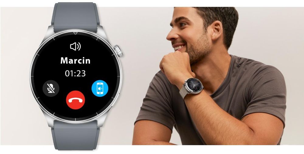 Smartwatch Forever Grand SW-710 pour Homme, 1,45", Argent, Tracker d'Activité, Verre Trempé, Étanche IP67, 100 Modes Sportifs, 2 Bracelets inclus