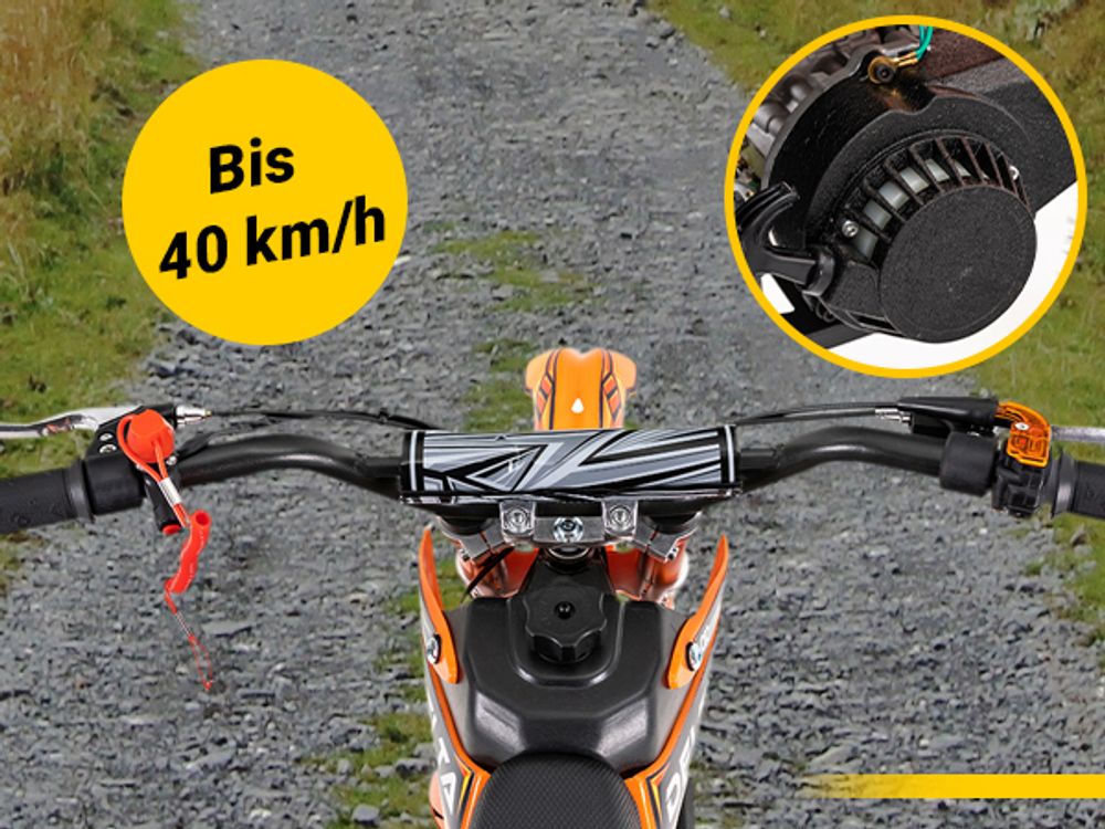 Actionbikes Motors Jugend Mini Crossbike Delta 49ccm | 2 Takt - Bis zu 40 km/h - Motorcrossbike - Pocketbike - Cross Dirt Bike - Motorrad (Orange)