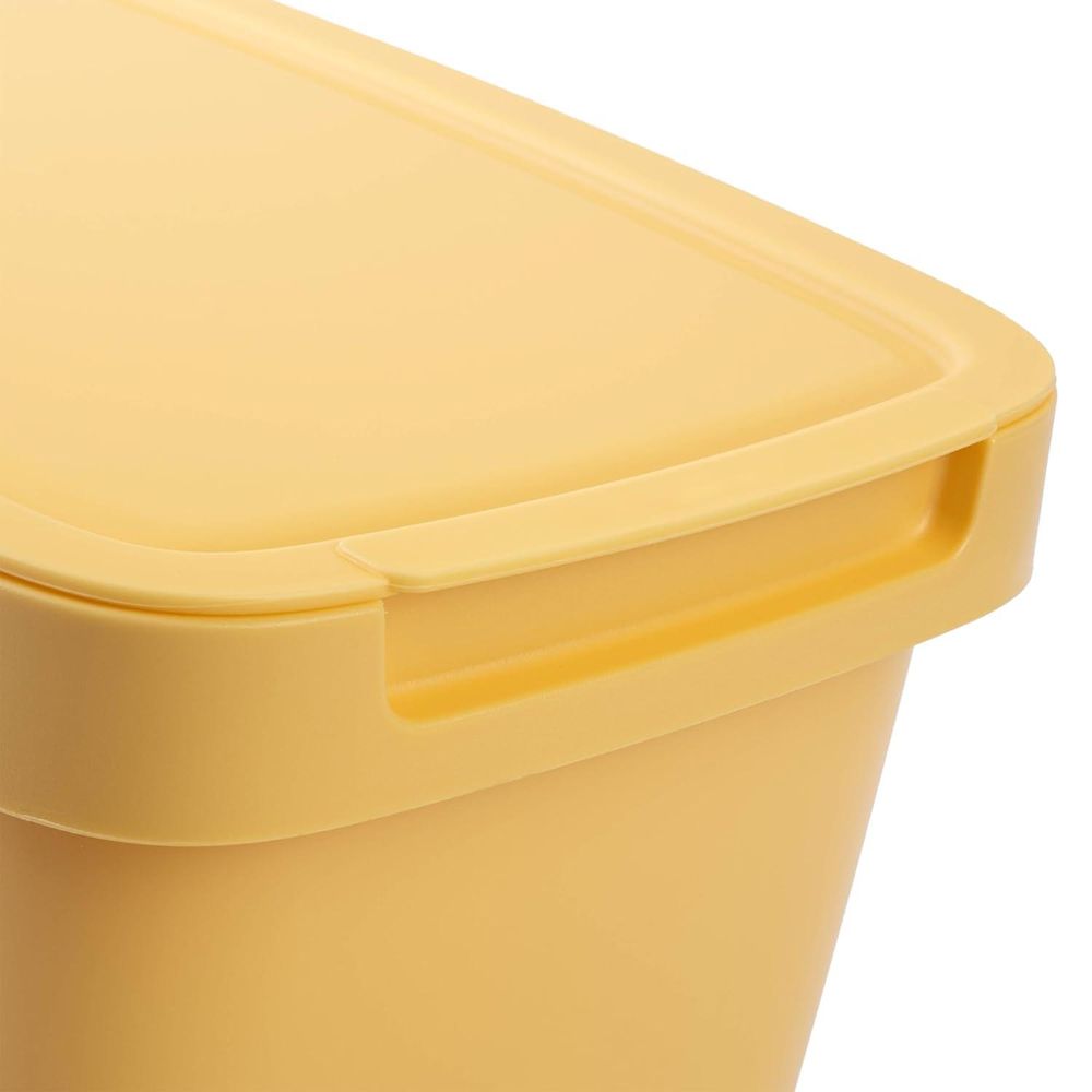 KADAX Abfallbehälter mit Deckel und Griff, Abfalleimer aus Plastik, Mülleimer für die Mülltrennung (Gelb, 25L)