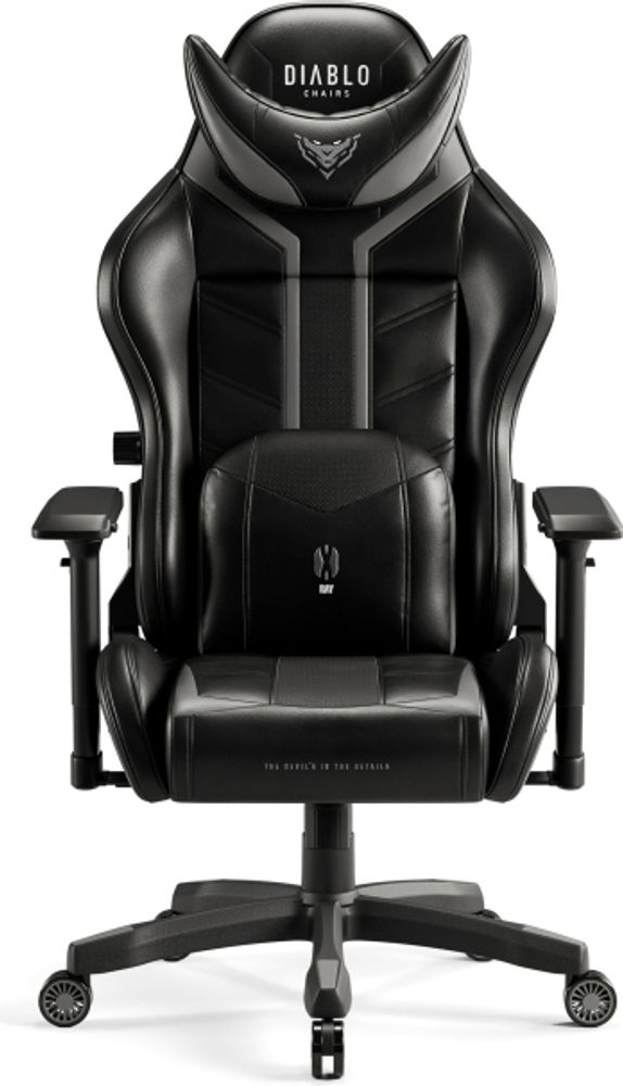 Diablo X-Ray Gaming Stuhl Bürostuhl Schreibtischstuhl 4D Armlehnen Ergonomisch Kunstleder Belastbarkeit bis 150 kg Farbe: Schwarz-grau, Größe Normal