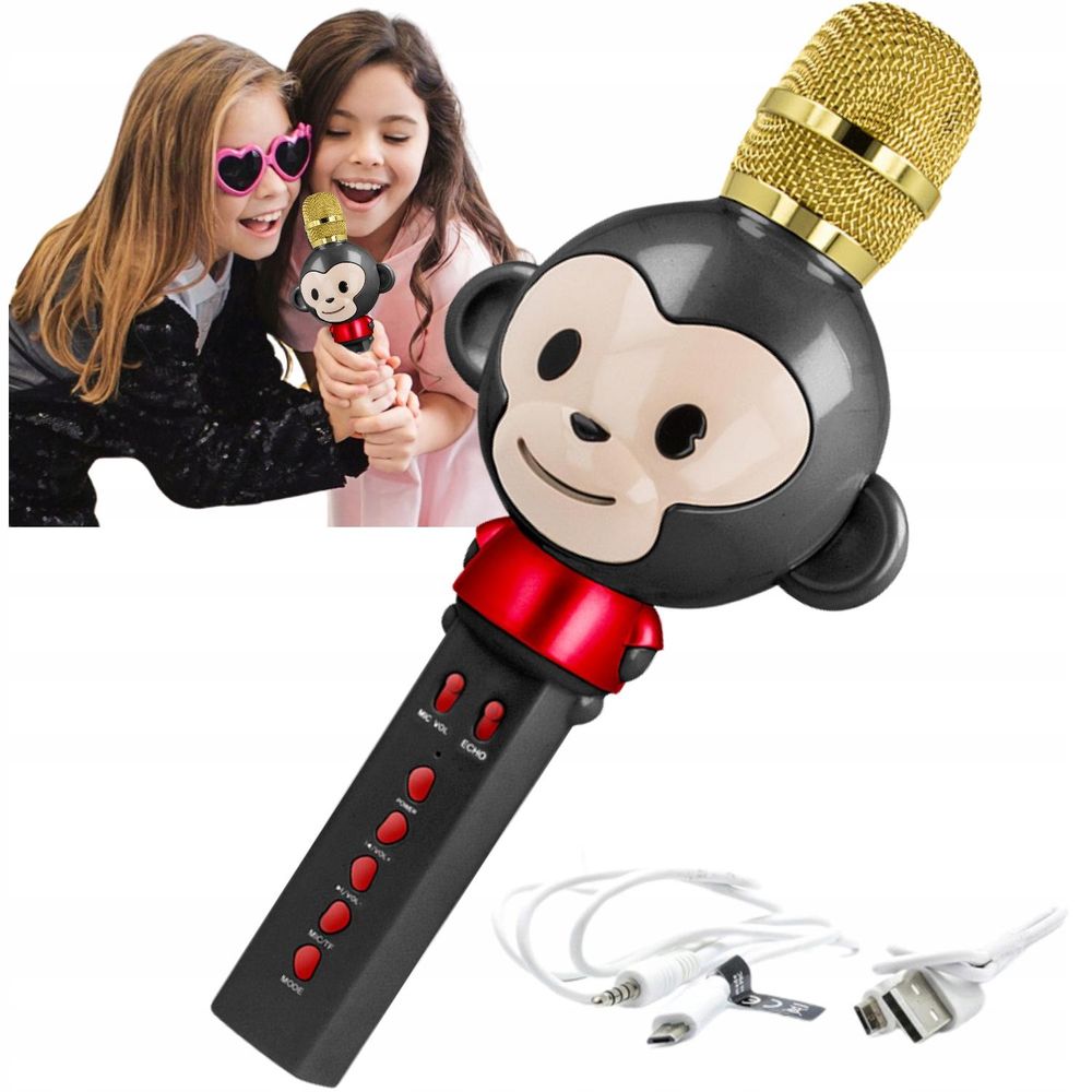 Maxlife, microfono karaoke Bluetooth per bambini, altoparlante integrato, nero