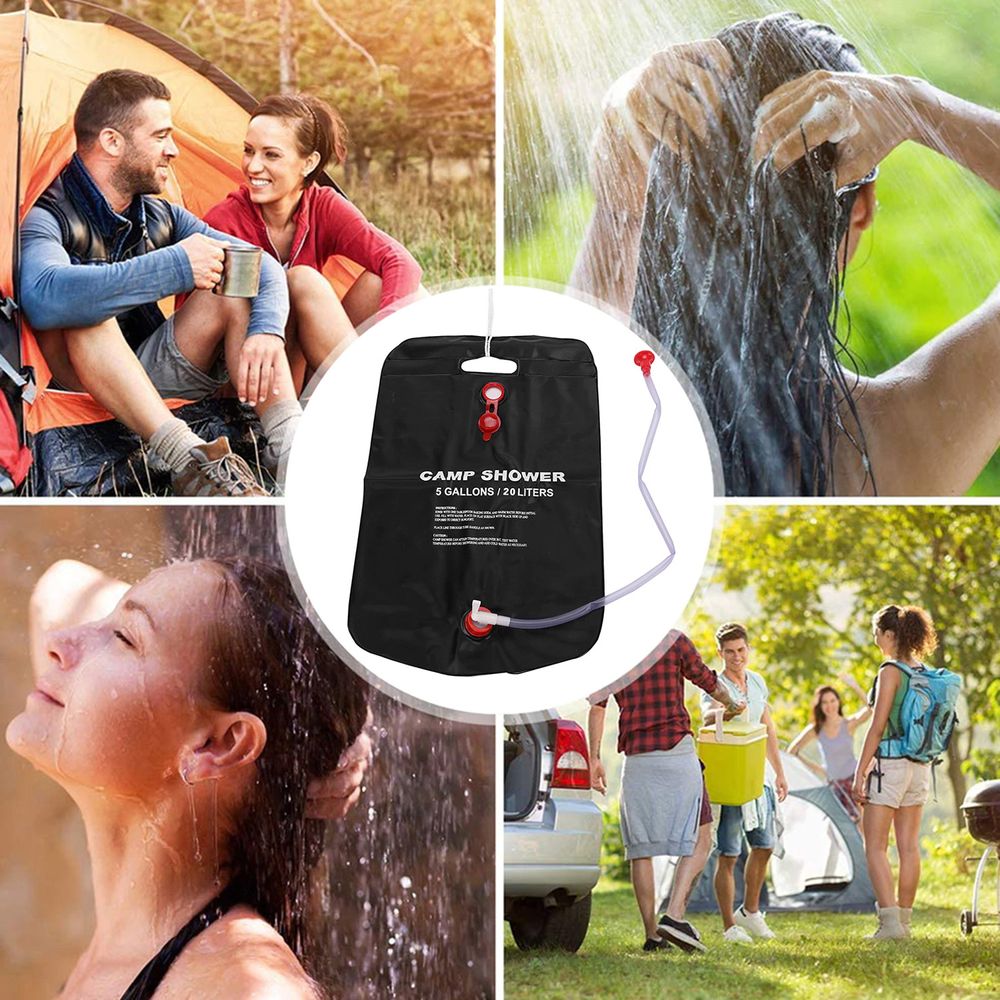 Campingdusche 20L – Solardusche für Outdoor, Gartendusche mit Duschkopf, Solar-Wassersack für warmes Wasser, ideal für Camping und Pool Retoo