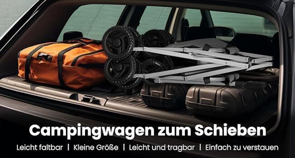 WOLTU Bollerwagen faltbar, mit Bremsen, Trolley, 80 kg belastbar : Dunkelgrau Farbe: Dunkelgrau