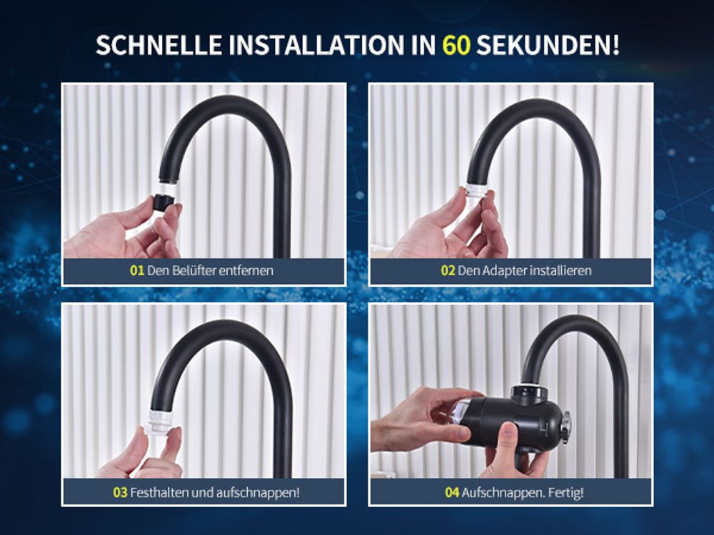 Wasserfilter für Wasserhahn, Desinfektion mit Blaulicht,Geruchsfreies Trinkwasser, Entfernt Chlor, Schwermetalle Geschmack,Hygienisches Trinkwasser