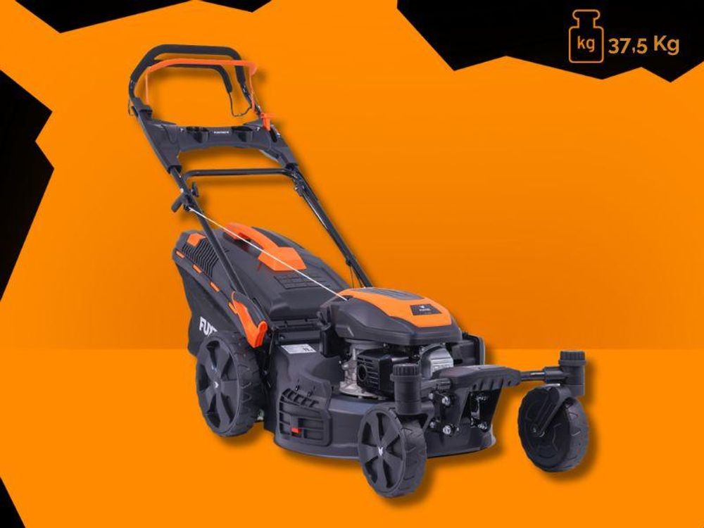 FUXTEC 4in1 Benzin Rasenmäher FX-RM5170agile - 170ccm | 51cm |schwenkbare Vorderachse | 37Kg | 4-Takt | Mulchfunktion | 60L Fangkorb | bis 1000m²