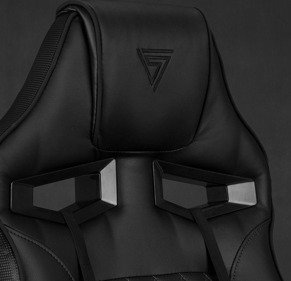 SENSE7 Knight Gaming Krzesło ze sztucznej skóry czarno-szare - Ergonomiczne krzesło biurowe Krzesło do komputera Krzesło dla graczy Funkcja bujania Gamer 120 kg