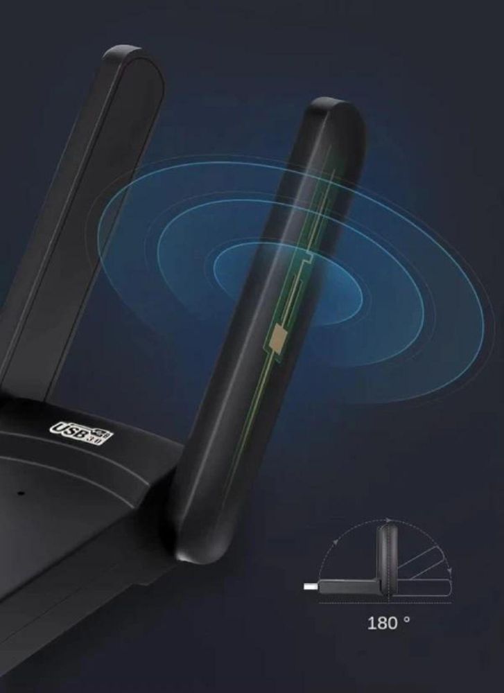 Karta WLAN USB 3.0 - 1300 Mbit/s - Dwuzakresowa 2,4/5 GHz - 5 GHz - Zewnętrzna karta sieciowa - 2 anteny - 802.11ac