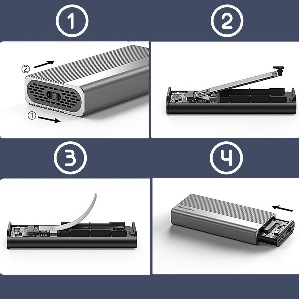 SSD-Gehäuse - M.2 NVME Pcie USB-C 4.0 - M2-Laufwerksfach Thunderbolt 4 40 GB/s - SSD-Adapter - HUB