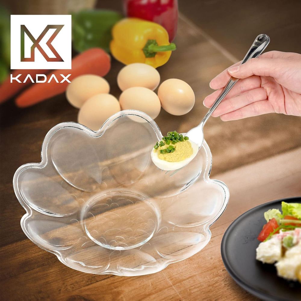 KADAX Eierteller "Ferry", aus Glas, Teller für Eier, Eierplatte, Eierbecher, 21 cm, Transparent, 2 Stück