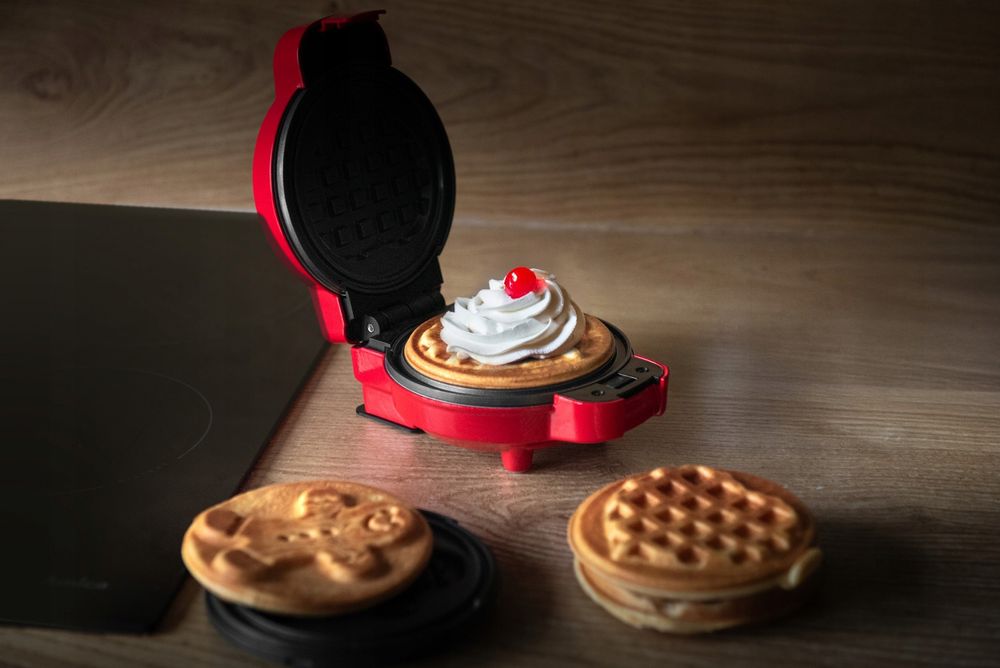 LEHMANN Mini-Waffeleisen mit Wechselplatten, Waffelformen - Kürbis, Lebkuchen, Herz und klassisch, Antihaftbeschichtung