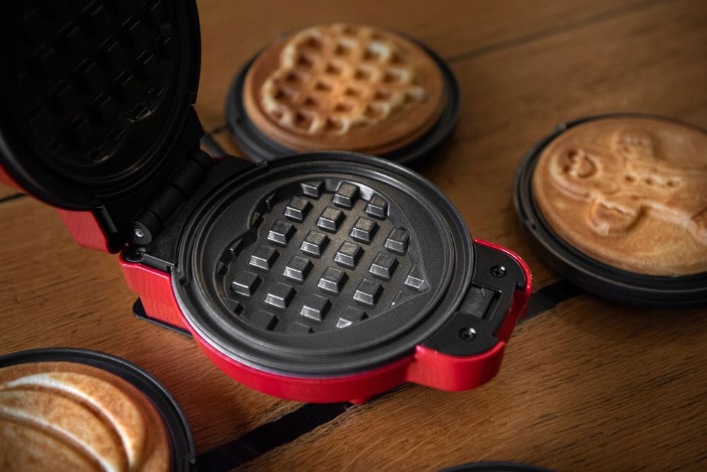 LEHMANN Mini-Waffeleisen mit Wechselplatten, Waffelformen - Kürbis, Lebkuchen, Herz und klassisch, Antihaftbeschichtung