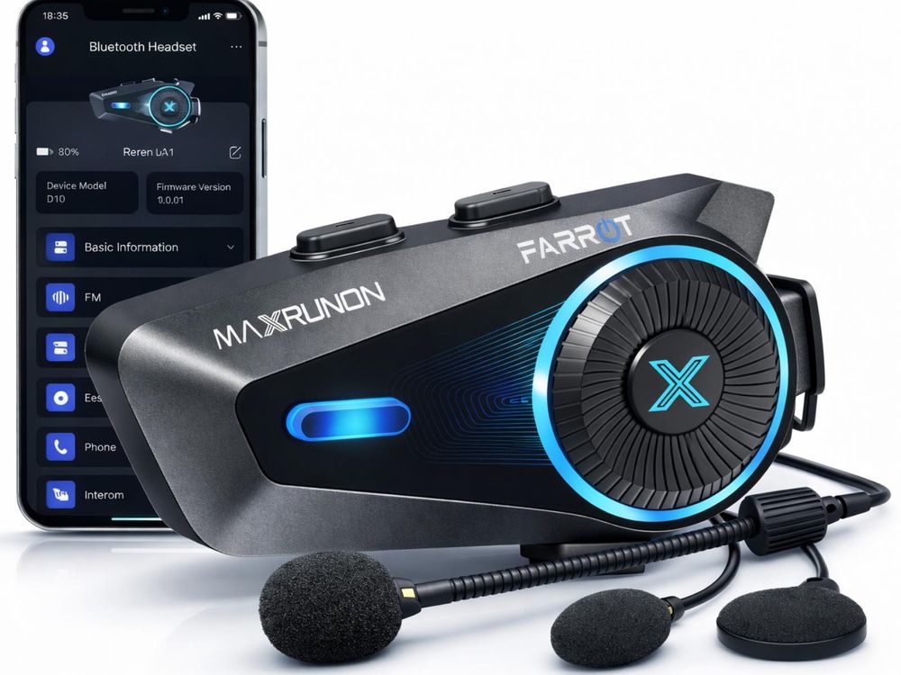 Interkom FARROT D10 do prilby s batériou 1000 mAh a výdržou až 12 hodín