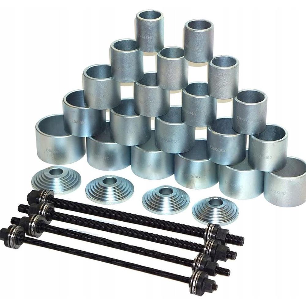 LUXTOM | Silentlager Abzieher, 28tlg, 34-82mm, Ausdrücker für Achslager, Werkzeug für Silentlager, Gummilager Satz, Silentlager Werkzeug Satz