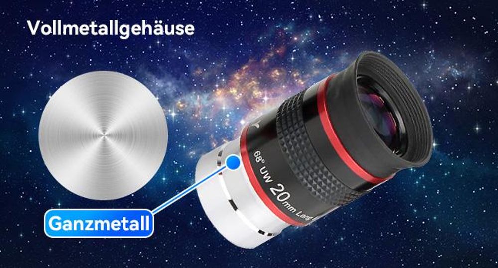 Svbony Okular Set, 1,25 Zoll 6mm 9mm 15mm 20mm Teleskop Okular Kit 68 Grad Weitwinkel Teleskop Zubehör für Planetenbeobachtung