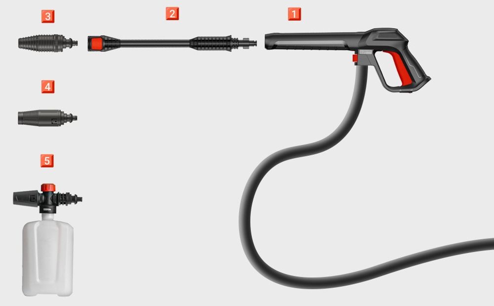 Hochdruckreiniger Lehmann Missouri mit Wasserpumpe, 160 bar, 2200 W, 480 l/h, inkl. 10m Schlauch, Schaumflasche und zwei Düsen