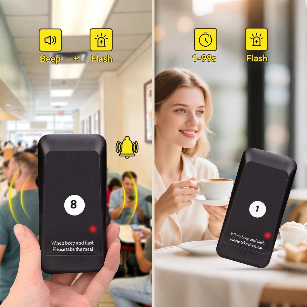 Retekess TD157 Restaurant Pager System, 16 Pagers, 500M Pager Rufsystem, 2 Rufmod, 24H Pager Pieper für Food Court, Café, Bar,998 Kanäle walkie talkie