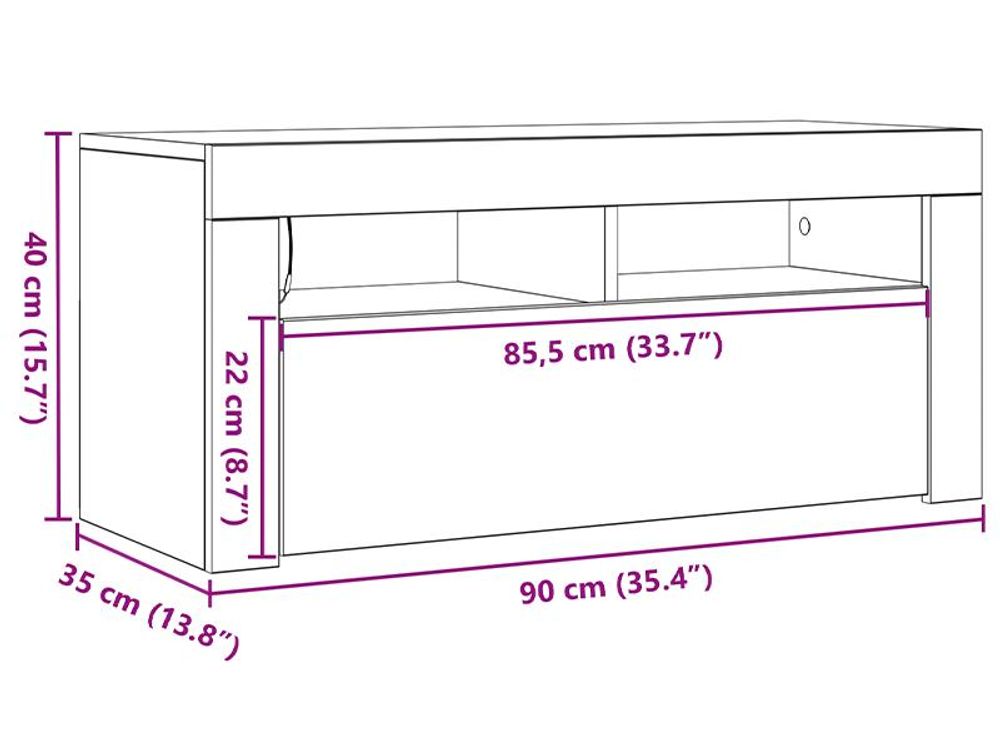 Mobile TV con luci LED bianco 90x35x40 cm