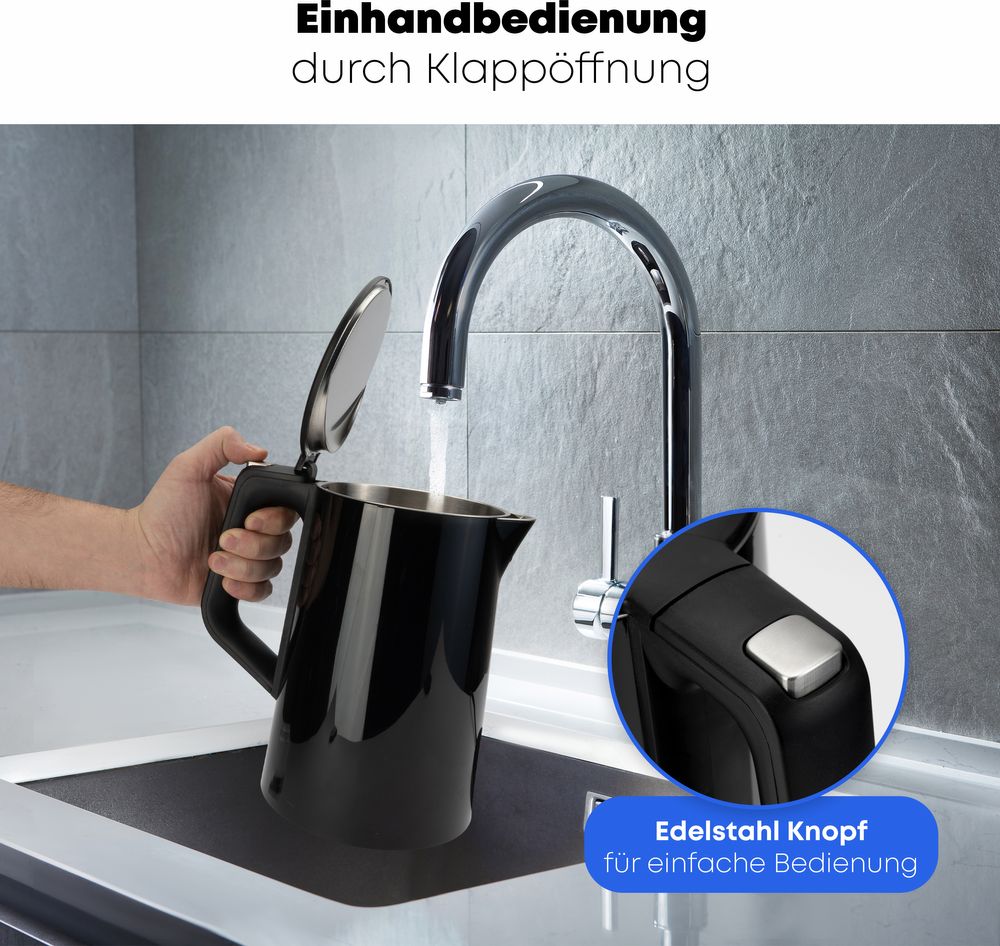 ProfiCook® Wasserkocher mit Temperatureinstellung 1,7 Liter - Temperatureinstellung und Temperaturanzeige in Echtzeit, Teekocher mit Warmhaltefunktion 2200W - PC WKS 1243