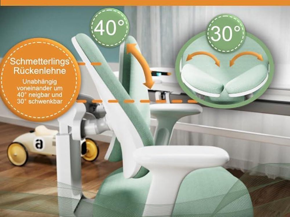 HOKO Kinderschreibtisch-Set höhenverstellbar mit Kinderstuhl, 120x60 cm Arbeitsfläche für Kinder ab 6 Jahren, Holzoptik-Rosa, CELIN & ANKE