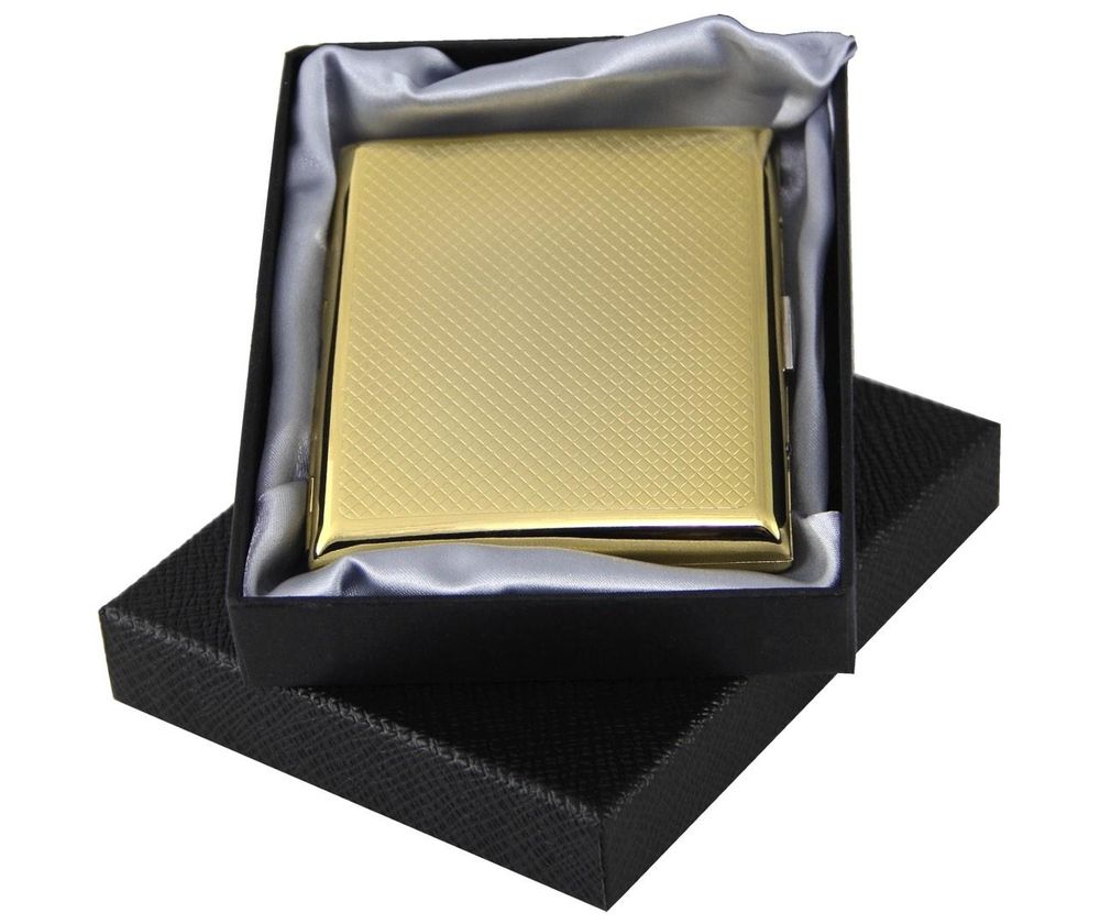 ATTUY® „Pompös Munich“ Zigarettenetui – goldfarben, für 18 Zigaretten