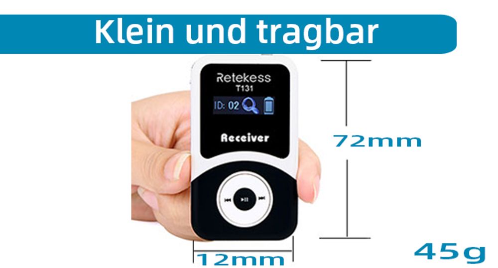 Retekess T130-T131 Audioguide System Busreisen, 99 Kanäle, 60m,PLL-Technologie,12H,Drahtloses Tour Guide Headset System, Reiseleitersystem
