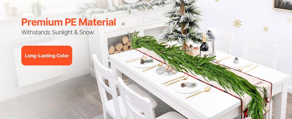 VEVOR Weihnachtsgirlande, 2750mm künstliche Weihnachtsgirlande mit Lichterkette, künstliche Grünpflanzen-Dekoration mit Beerensträußen, Kiefernnadeln, Tannenzapfen, realistische Weihnachtskollektion für Kaminsims, Norfolk-Kiefer-a, 9 ft