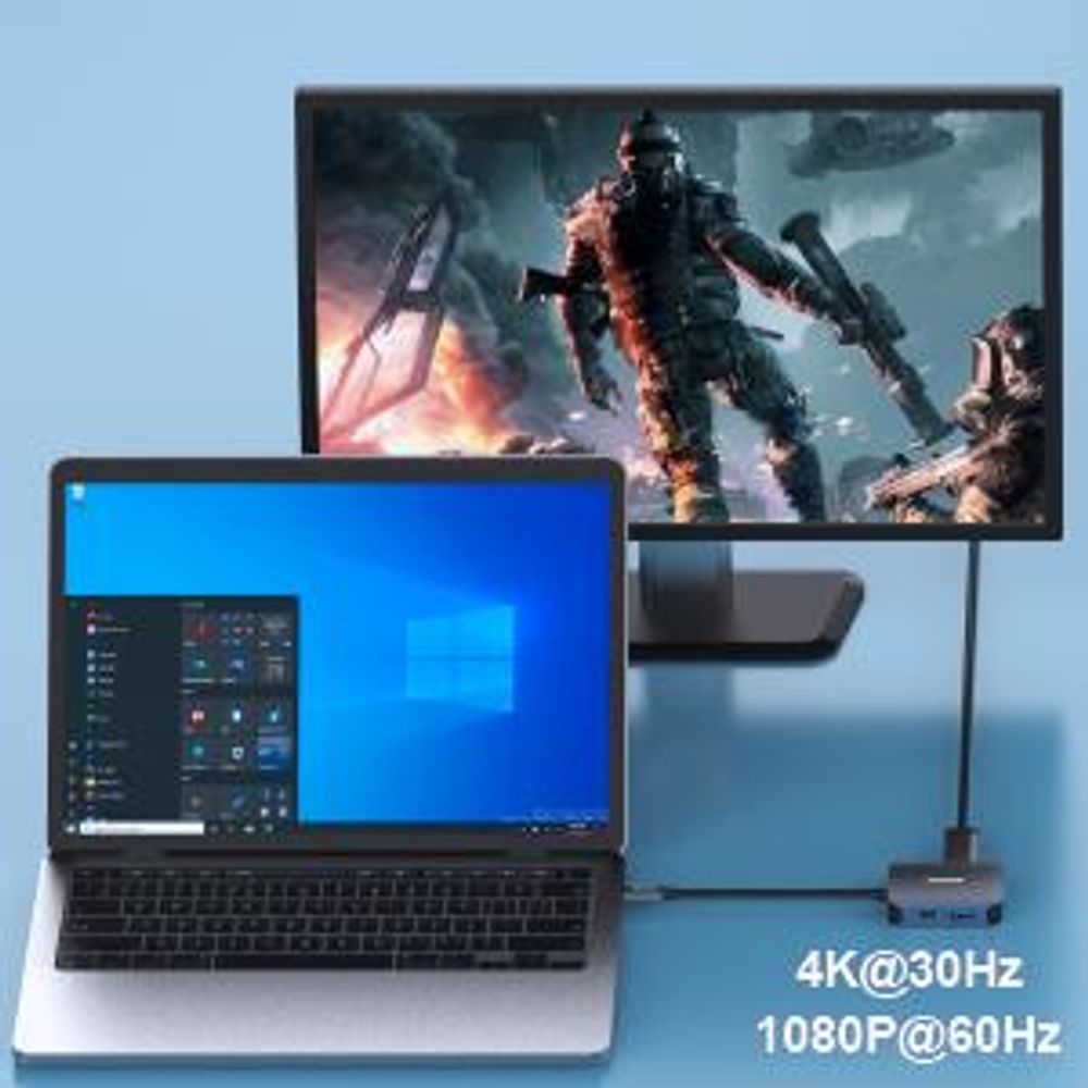BENFEI Hubs USB C Hub 4in1 mit HDMI VGA USB 3.0 und 60W PD