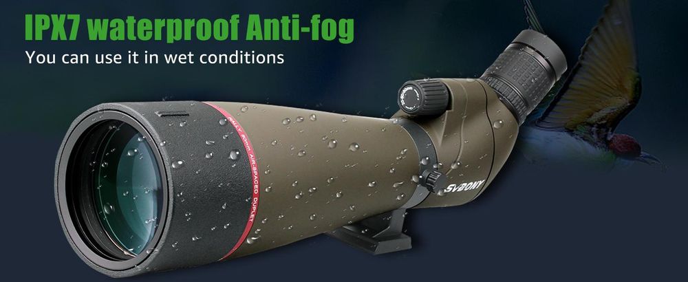 Svbony SV13 pozorovací dalekohled, dalekohled 20-60x80, vodotěsný pozorovací dalekohled HD s přenosným pouzdrem, optika Porro Prism FMC úhlová