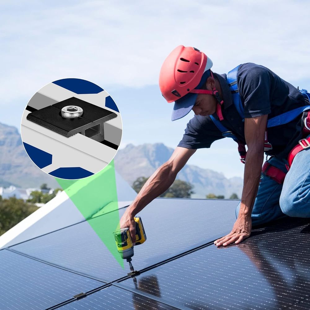 8 Stück Solarmodul Halterung Mittelklemmen 30mm Schwarz - Solarpanel Halterung, T-förmige Mittelklemme PV Photovoltaik für 30 mm dicke Solarmodule