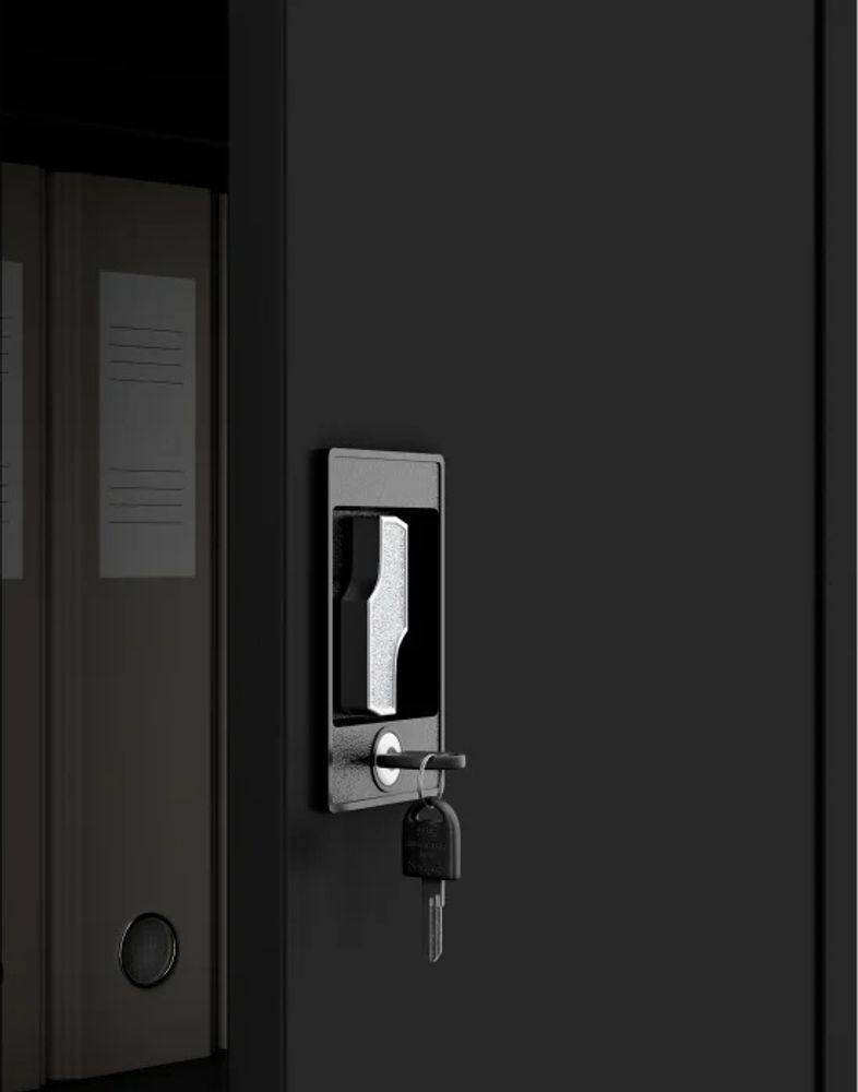 Metallschrank C34 Aktenschrank Aufbewahrungsschrank Umkleideschrank Spind Kleiderstange Pulverbeschichtung Metall Abschließbar 185 cm x 90 cm x 45 cm (Schwarz)