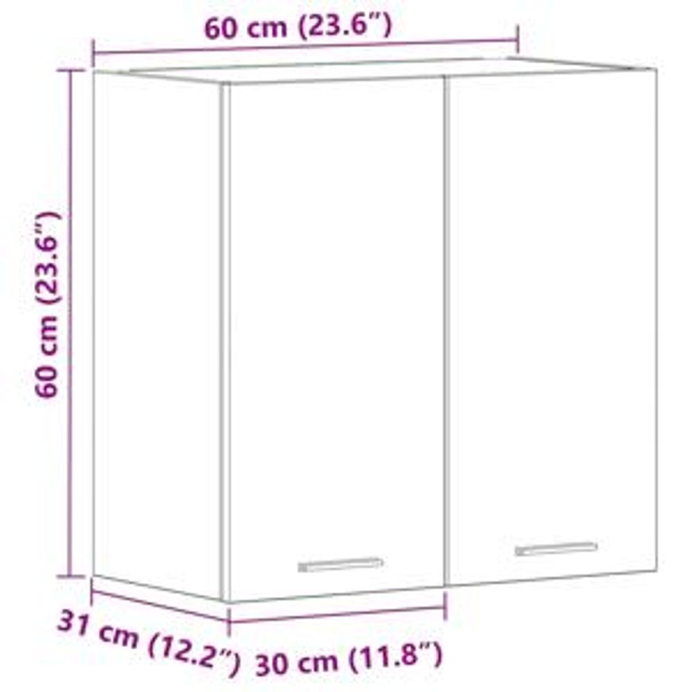 vidaXL Pensile Lyon Bianco 60x31x60 cm Materiale ligneo