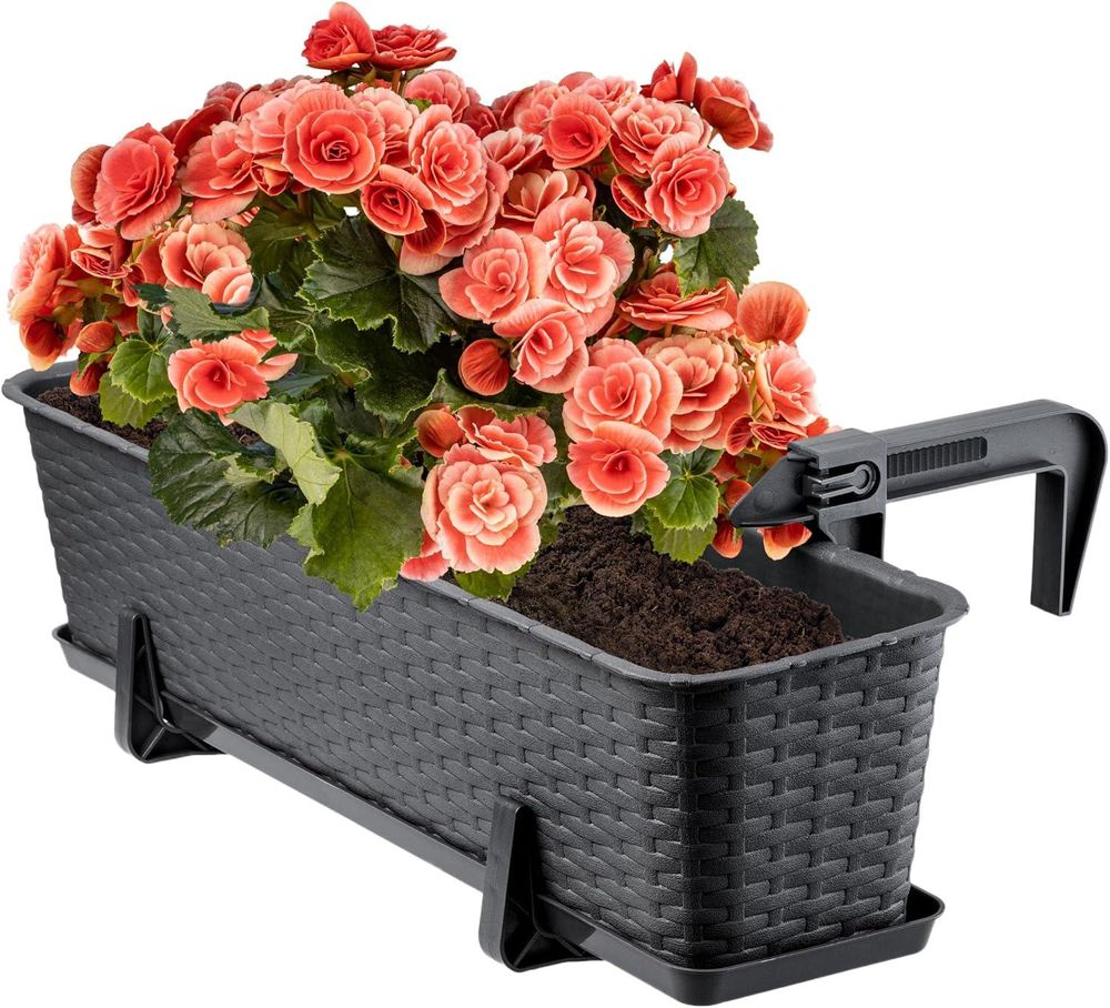KADAX Blumentopf "Castro", Topf mit Griffen, 60cm, Anthrazit, 4 Stück