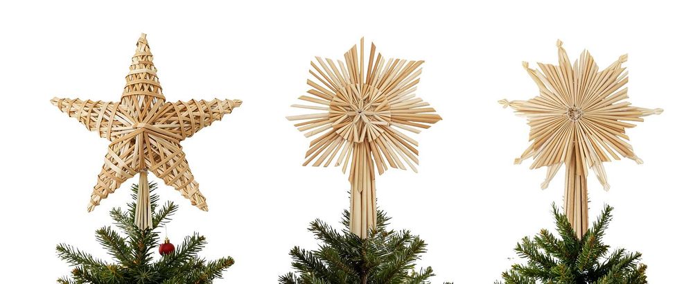Salcar 25 cm Christbaumspitze Stern Stroh Strohsterne für Weihnachtsbaum, Handgemachter natürlicher Weihnachtsbaumschmuck für Christbäume, 1-tlg