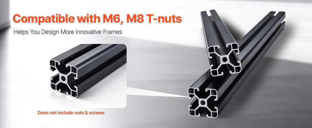 VEVOR 4PCS 39,4 in (1000mm) T Slot 4040 Aluminium-Extrusionsprofil, Europäischer Standard anodisierte Linearführung, hochfester extrudierter Aluminium-Schienen für 3D-Drucker, CNC-Maschinen DIY, Lasergravur, Schwarz, 4040 Serie, 1000 mm