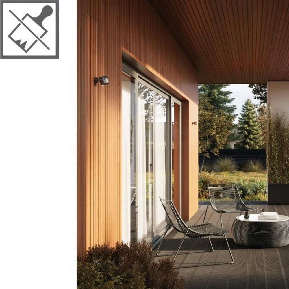 VOX Fassadenpaneele Außenlamellen 3D-Holzdekor FRONTO - Wasserfest und UV-Beständig - Für Fassade und Balkon - 295x28,3cm - 10er Set - Goldene Eiche