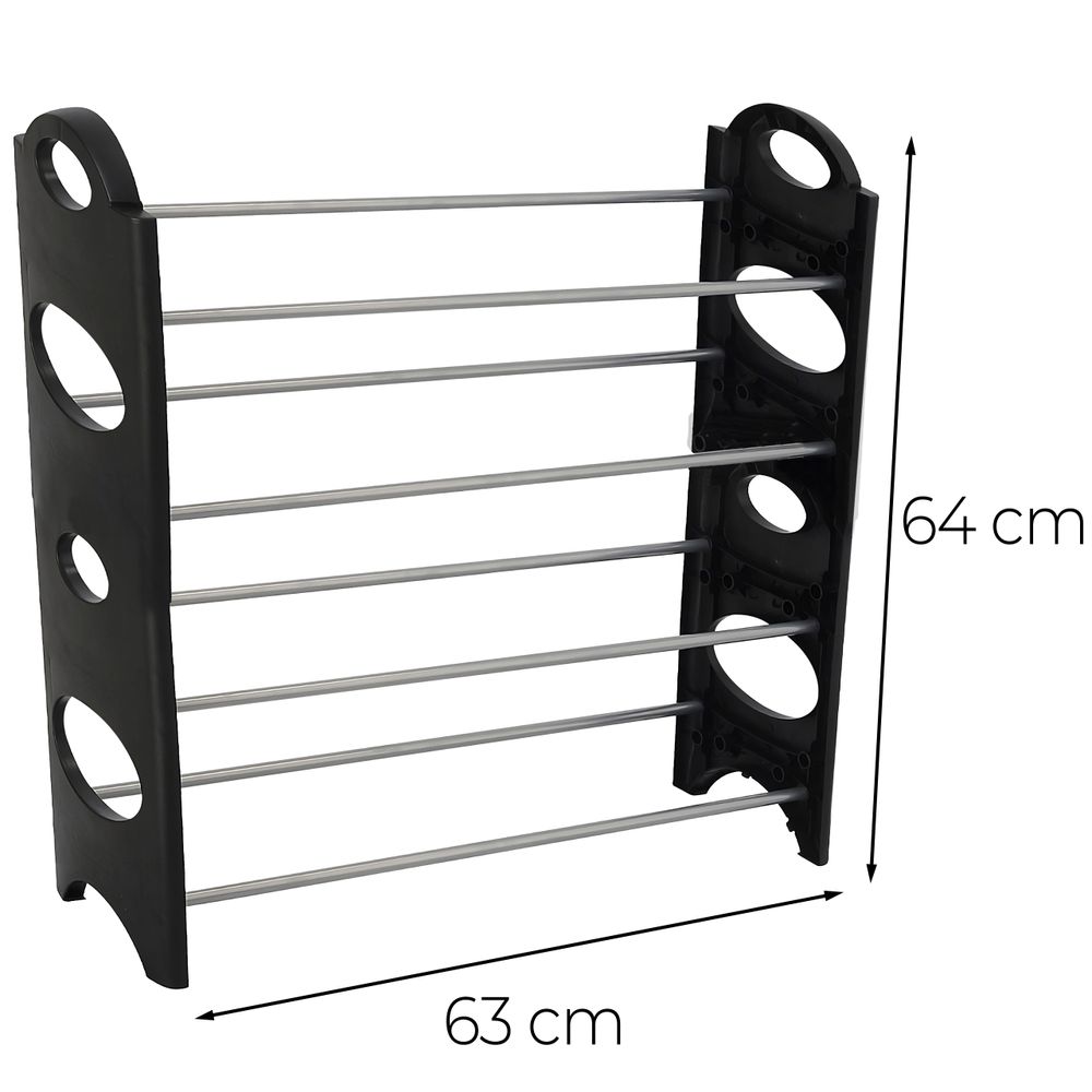 Schuhregal 4 Ebenen Schuhablage Schuhschrank Schuhständer 63x18x64cm Edelstahl Regal Schuhe bis 12 Paar Erweiterbar Schrank Schuh-Organizer Retoo