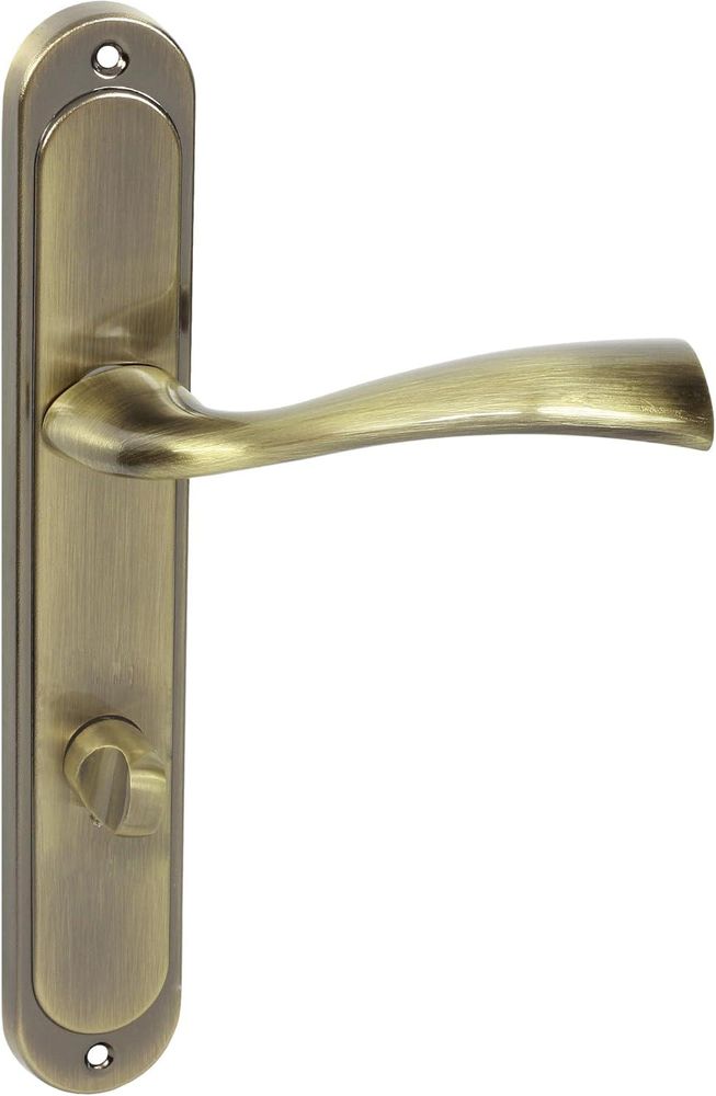 DOMINO Türgriff 78 Drückergarnitur WC - Badezimmer Set| Links & Rechts Türbeschlag für WC/Badezimmertüren | L-Form | aus Aluminium | Bronze | FLY M3 |