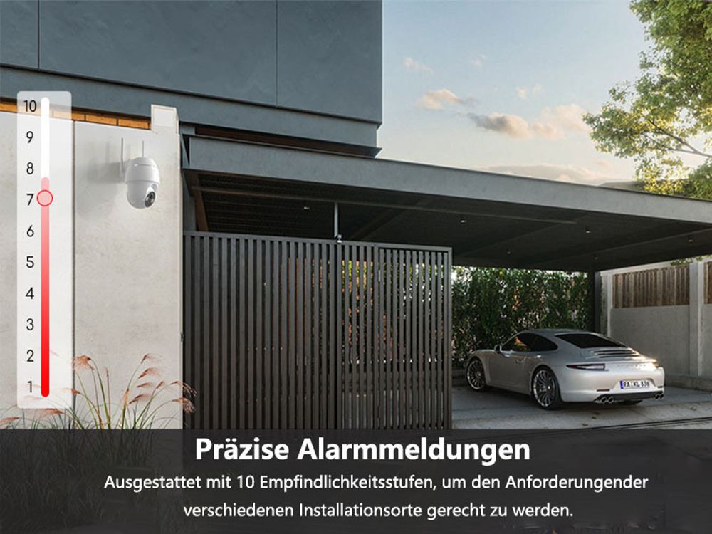 COOAU 2MP PTZ 2,4GHz WLAN IP-Überwachungskamera Aussen mit PIR-Sensor,Alarm und App -Benachrichtigung, Vollfarb-Nachtsicht, Ereignisprotokollierung