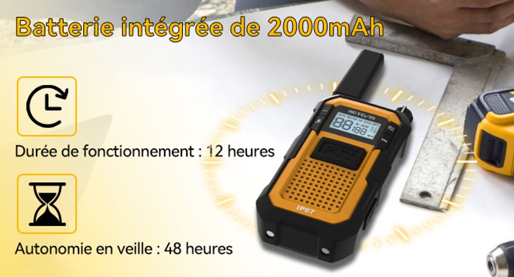 Retevis RB648 Funkgeräte, IP67 Wasserdicht, Staubdicht, Robuste, 2000 mAh Handfunkgerät, PMR446 Profi Walkie-Talkie für Baustelle, Industrie (6 Stück)