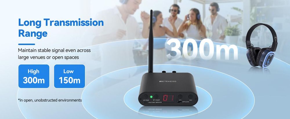 Retekess TA004S Silent Disco – bezdrôtové slúchadlá, vylepšená verzia audiosystému, 6-kanálové s Bluetooth, skladacie, vhodné pre televíziu, jógu a meditáciu
