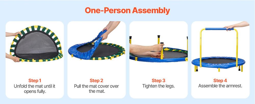 VEVOR 91,4 cm Trampolin für Kinder, 91,4 cm Trampoline für drinnen/draußen für Kleinkinder, faltbares Mini-Baby-Trampolin mit Schaumstoffgriff, Freizeit-Trampolin Geburtstagsgeschenk für Kinder ab 3 Jahren