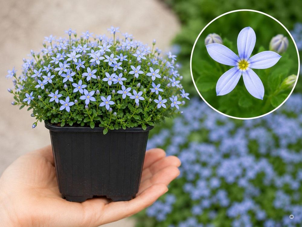 Blauer Bubikopf Wachstum: Topf, drei Monate, dichte Fläche, Blüte, Winter