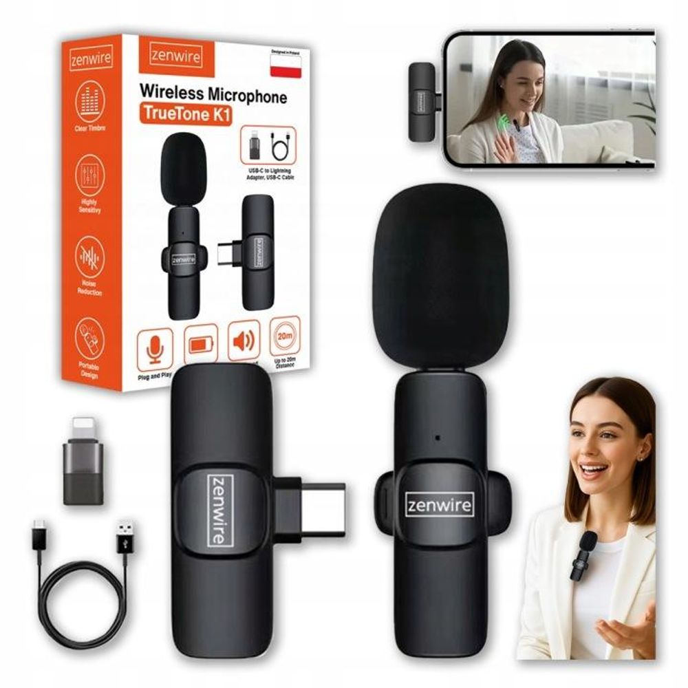 Mini-Mikrofon, Ansteckmikrofon, kabellos, USB-C, Bluetooth Mikrofon, zenwire