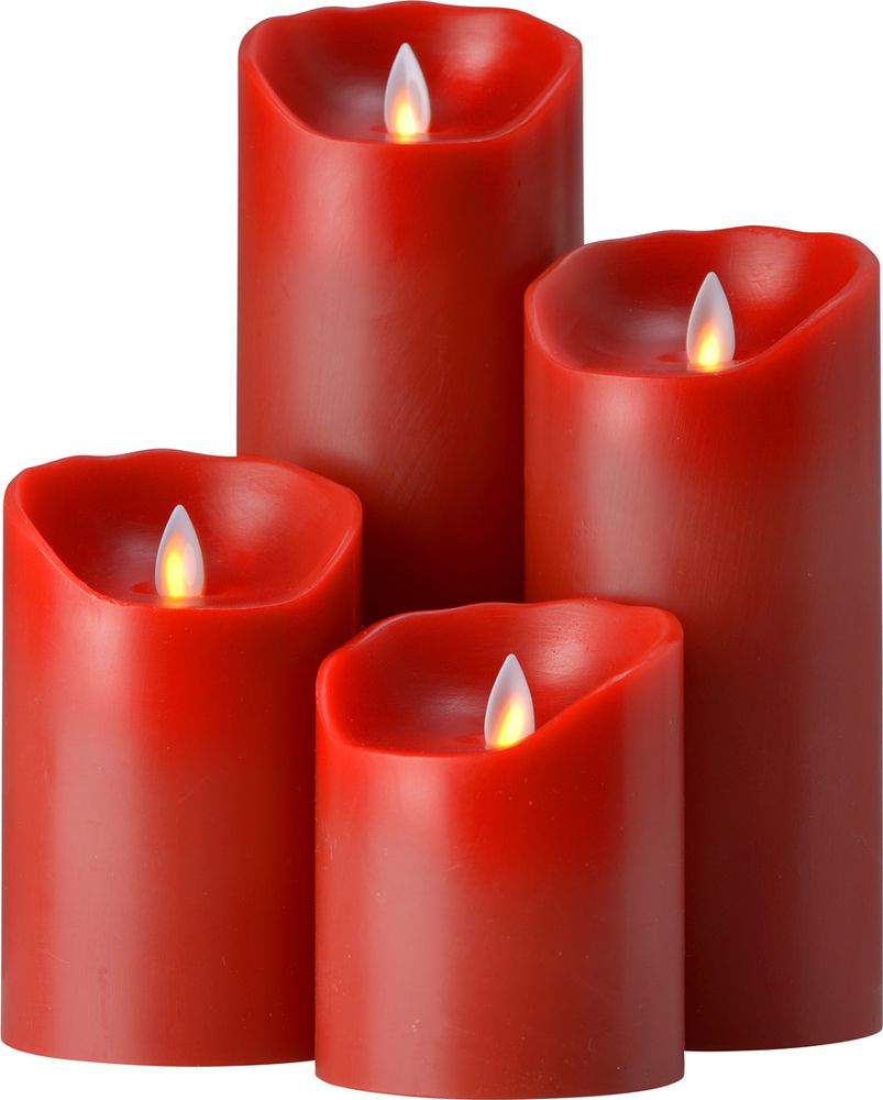 Sompex Flame LED Echtwachskerze rot 8x23cm