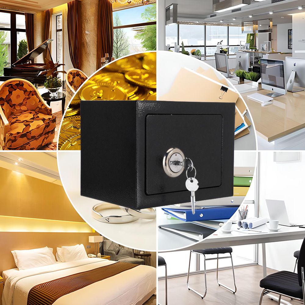 Safe Möbeltresor Tresor mit 2 Schlüssel Zahlenschloss Klein Geldschrank Wandtresor Wandsafe Minisafe Doppelbartschloss Dokumententresor Schwarz Retoo