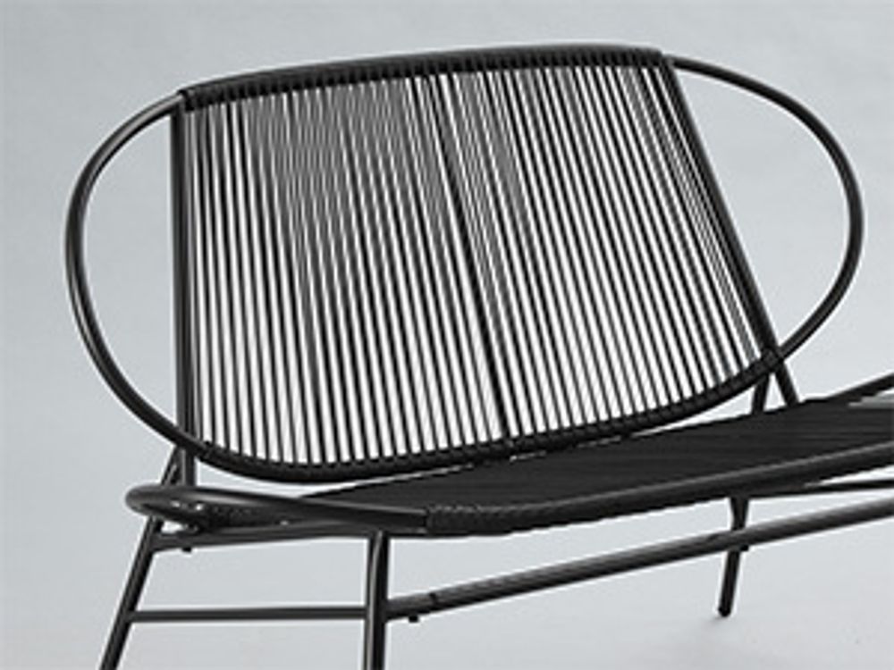 Songmics Gartenlounge-Set, Gartenbank, 2-Sitzer, Balkonbank, PE-Rattan, mit Rückenlehne