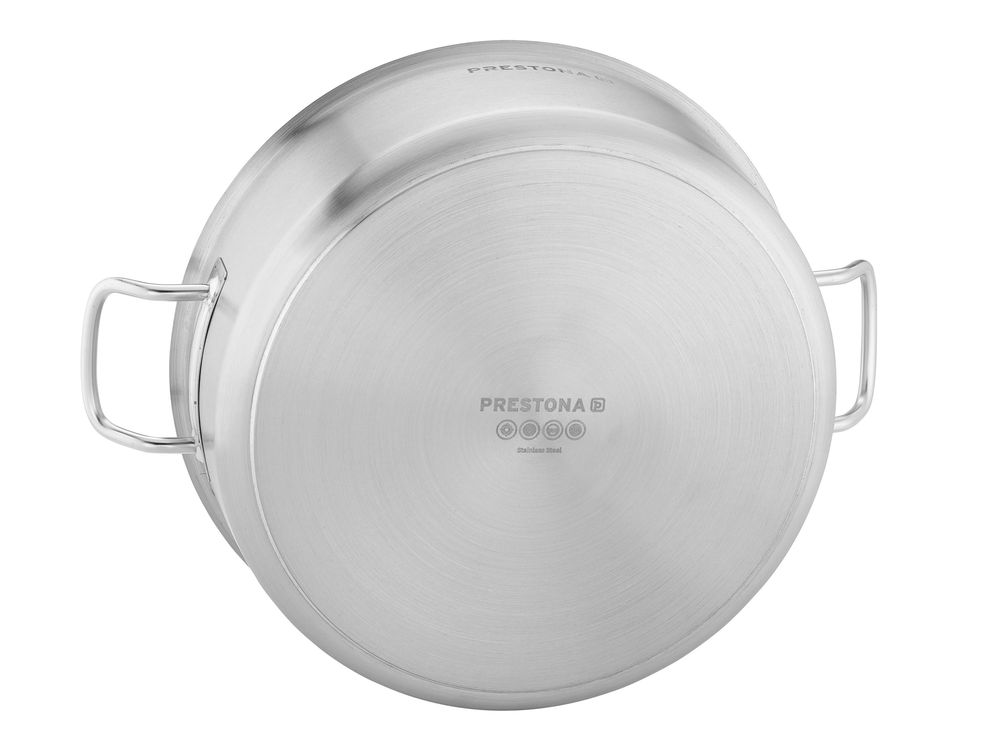 TECHNICA Niedriger Topf 8,8L | 32 cm | Edelstahldeckel | Edelstahl Induktion Kochtopf
