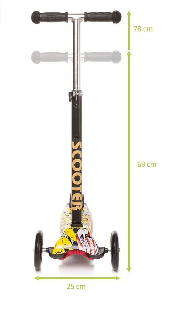 4Baby | KinderRoller - Kinderscooter - Dreiradscooter - mit LED Räder, höhenverstellbar, klappbar, bis 50kg belastbar, ABEC-7 Lagern, ab 2 Jahre